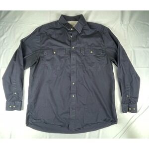 R.M. Williams Stockyard Shirt Mens Button Front Dark BLUE Long Sleeve Western LG